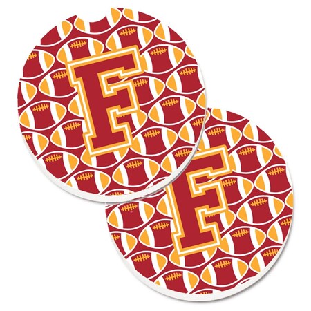 Carolines Treasures Letter F Football Cardinal and Gold Set of 2 Cup Holder Car Coaster CJ1070-FCARC